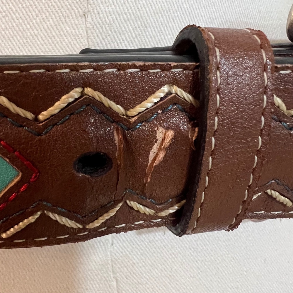 Ariat Brown Leather Turquoise Embroidery Western Cowgirl Belt Small A1518202 - Picture 14 of 14